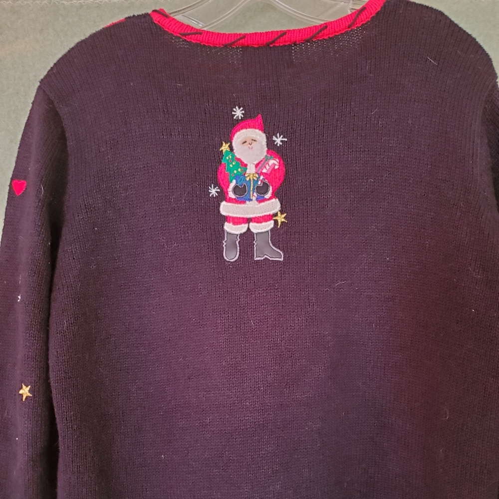 Christmas sweaters, back and front views size M.
